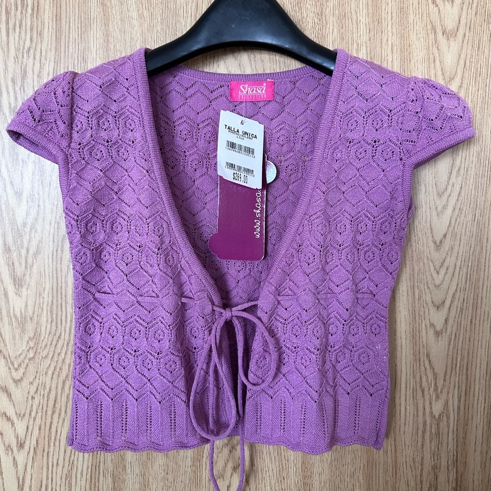 New Shasa Collection Purple Knit Cardigan Shirt Made in Mexico Women’s S